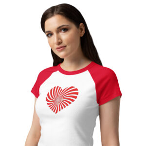 BRULEN® Heart Swirl Women’s Micro Rib Raglan Baby Tee
